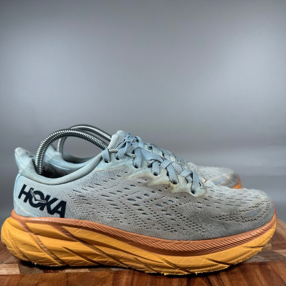 Hoka One One Womens Clifton 8 Running Shoes Blue Orange 1119394 Size 8.5